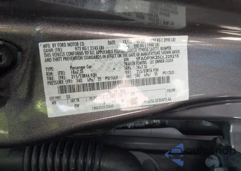 2013 Ford Focus Se из США, поврежденный, VIN 1FADP3K25DL225215